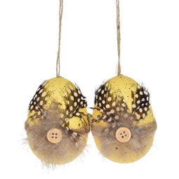 Tojás tollakkal, akasztós 8 cm S/2