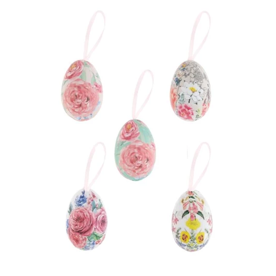 Tojás virág mintával, akasztós 4 cm S/12