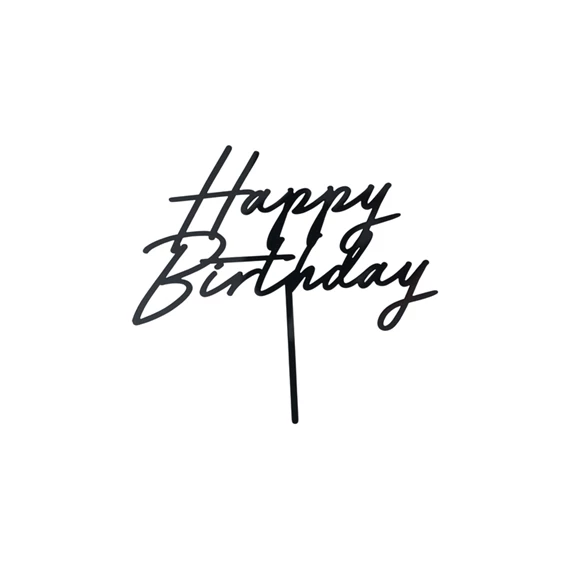 Tortadísz boldog születésnapot akril fekete 16,5 cm