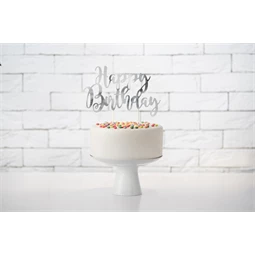 Tortadísz happy birthday ezüst 22,5 cm