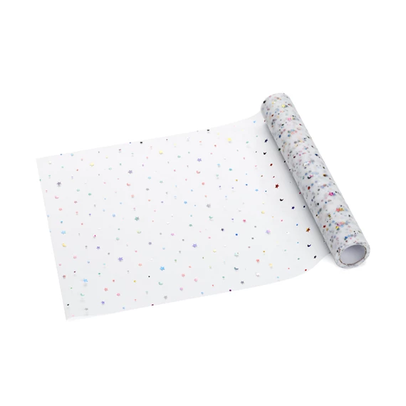 Tüll asztali futó csillagokkal, 0,35 cm x 9 m