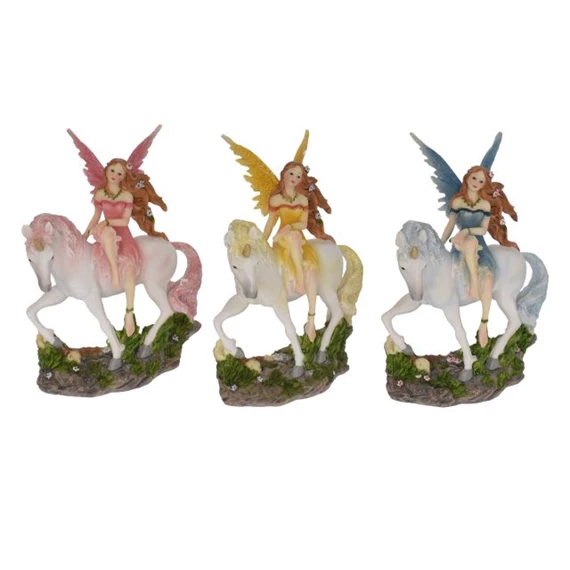 Tündér unikornissal álló 14x9xI13 cm 3 féle