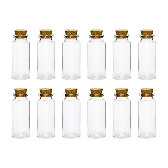 Üveg palackok parafa dugóval 7,5 cm S/12