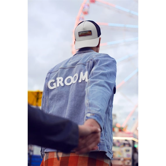 Vasalható matrica vőlegény fehér 30x6 cm