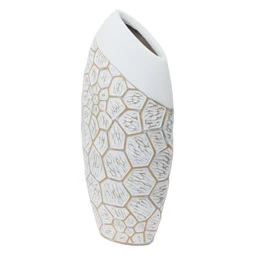 Váza poly 25x18x50 cm fehér, bronz