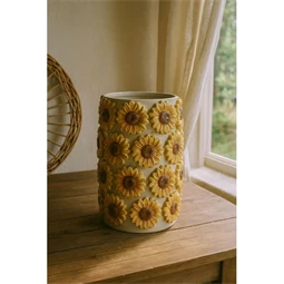 Váza virágokkal 14x14x22 cm