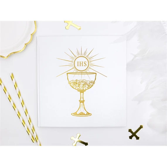 Vendégkönyv elsőáldozásra fehér gobelin 22 oldal